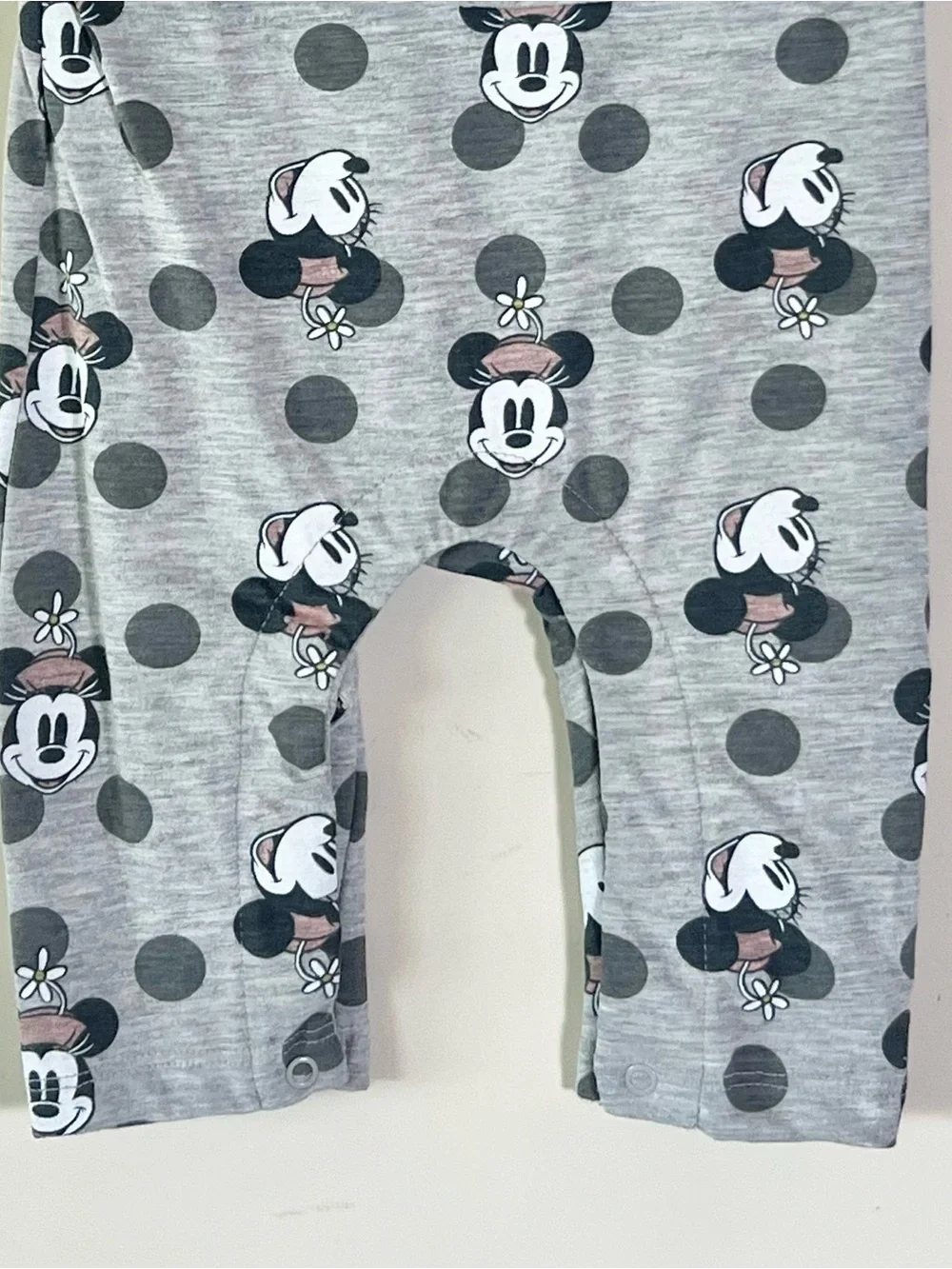 Disney Baby Minnie Mouse Gray Sleeveless Romper Snap Buttons 3-6 Months NWT